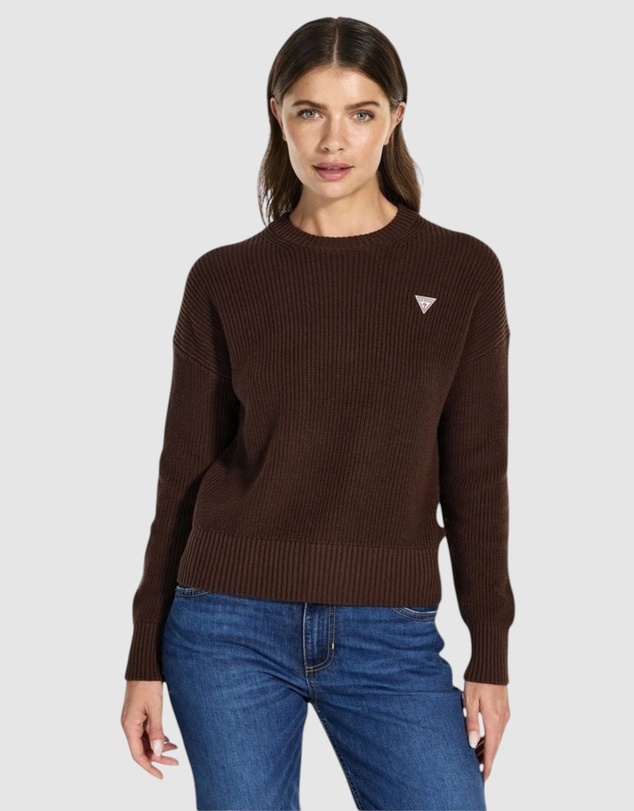 GUESS - GUESS JEANS Long Sleeve Crew Neck Mini Triangle Sweater