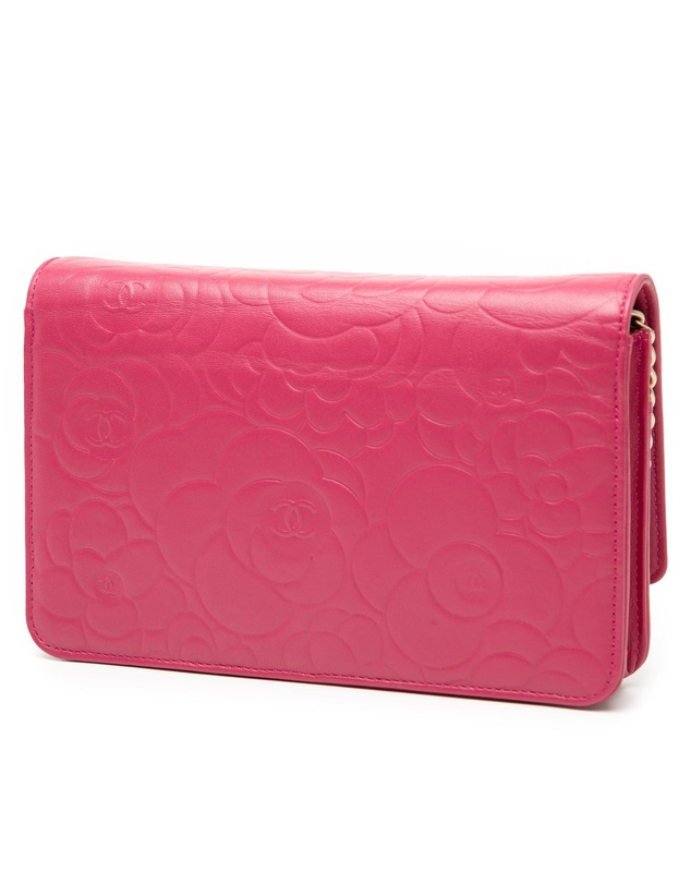 Pre-Loved by Azura Reborn - Pre-Loved CC Embossed Lambskin Camellia Wallet On Chain