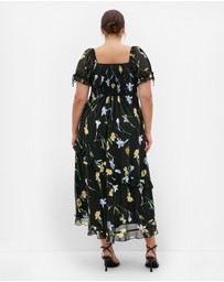 City Chic - Plus size Shayla Petal Print Maxi Dress - black