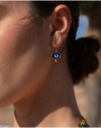 Ottoman Hands - Alara Navy Evil Eye Drop Earrings