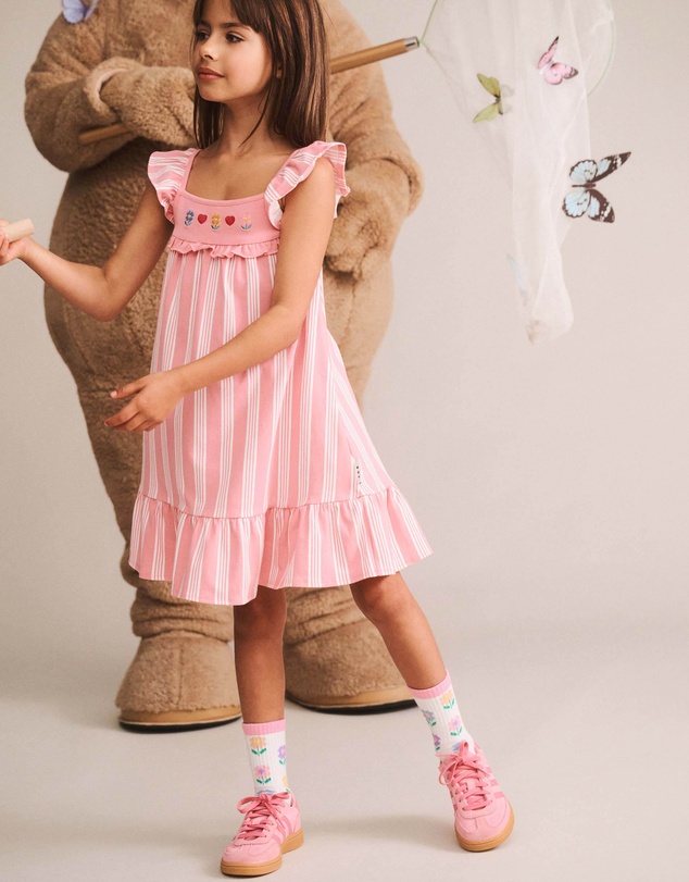 Huxbaby - Floral Emb Stripe Dress - Babies-Teens