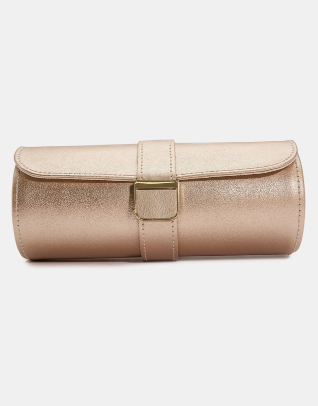Wolf - Wolf Palermo Double Watch Roll+Pouch Rose Gold