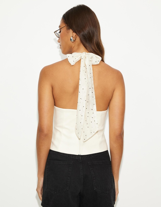 Dazie - Grace Polka Dot Halter Top