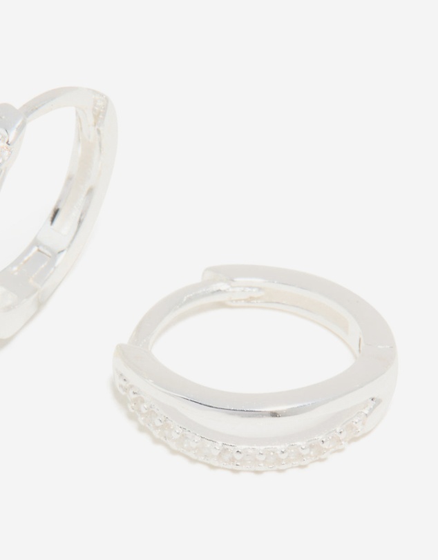 Lovisa - Sterling Silver Cubic Zirconia Double Hoop Earrings