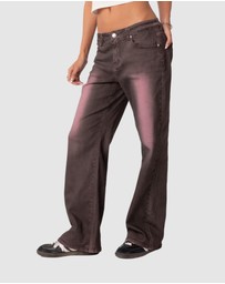 EDIKTED - Quinny Pink Washed Low Rise Jeans
