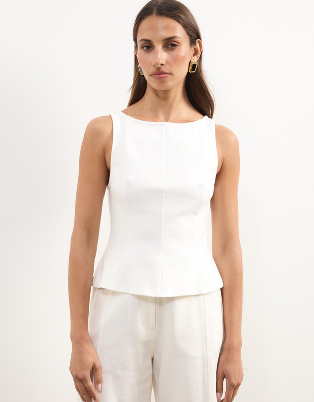Atmos&Here - Eleni Sleeveless Peplum Ponte Structured Top