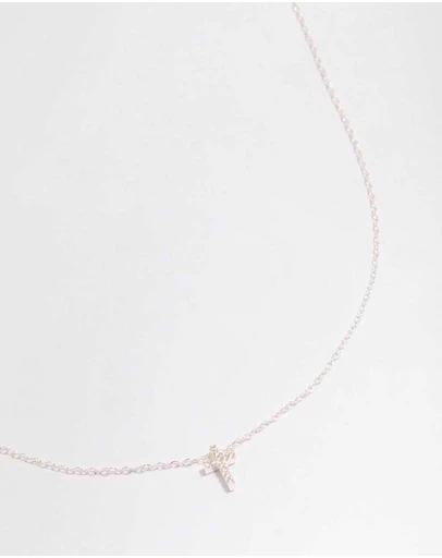 Lovisa - Sterling Silver Cubic Zirconia Cross Pendant Necklace