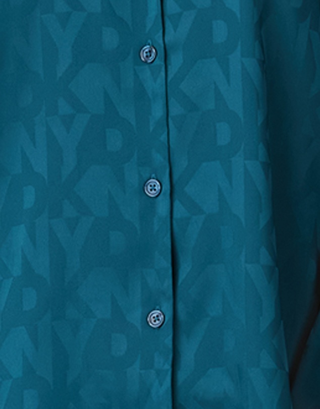 DKNY - Logo Satin Button-Up Long Sleeve Long Pyjama Set