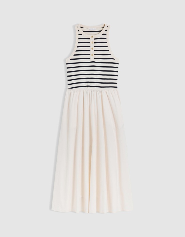 Tommy Hilfiger - Gold Button Poplin Mix Tank Dress