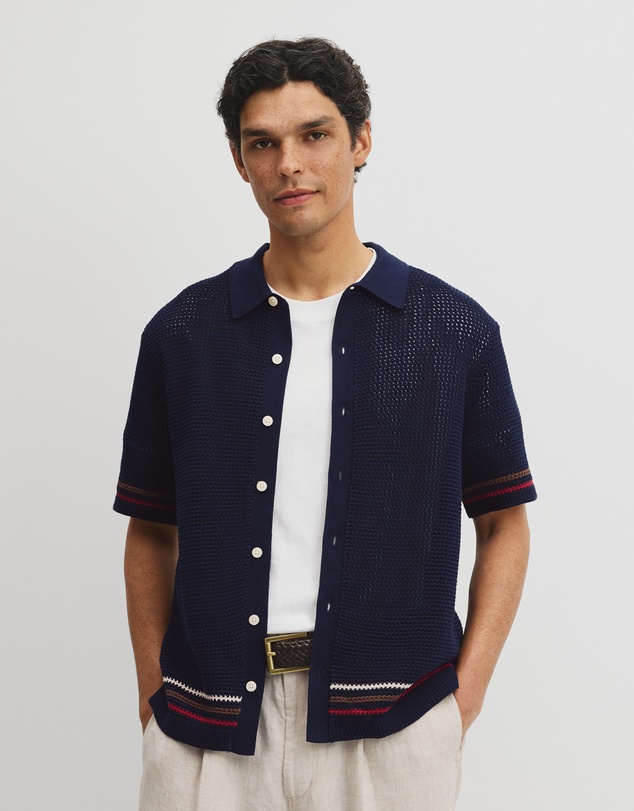 Country Road - Relaxed Fit Australian Cotton Stripe Knit Shirt