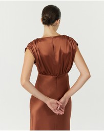 Third Form - Satin Cross Over Gather Dress