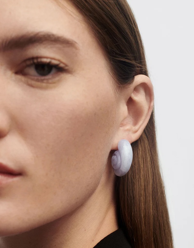 PDPAOLA - Blue Lace Agate Shell Earrings