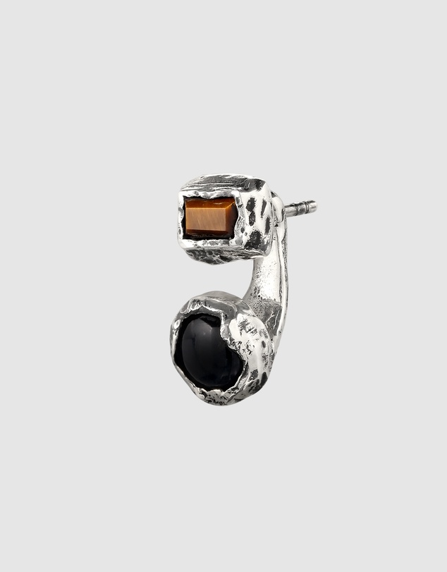 Haze & Glory - ICONIC EXCLUSIVE - Two-Stone Curved Ear Jacket in Oxidized Silver