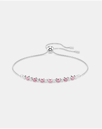 Swarovski - Matrix Bracelet, Round Cut, Pink, Rhodium Plated