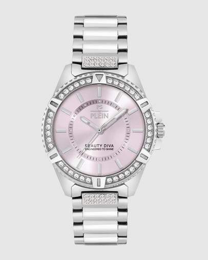 Plein Sport - Plein Sport Beauty Diva 40mm Light Pink Dial Silver-Tone Stainless Steel Bracelet Watch