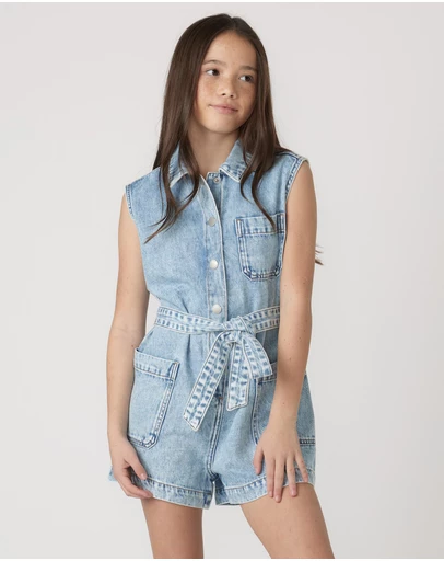 Decjuba Kids - Samara Denim Playsuit - Teens