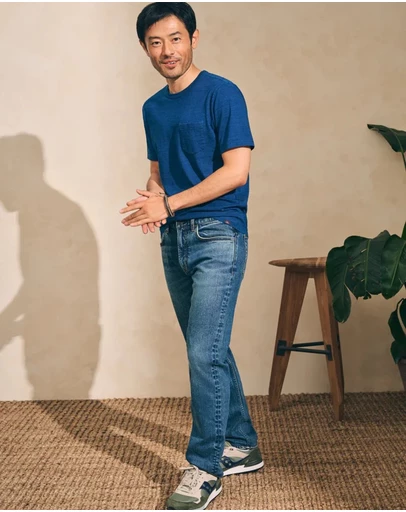 Faherty - Ss Indigo Organic Cotton Pocket Tee