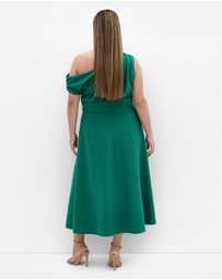 City Chic - Plus size Kate Off Shoulder Midi Dress - jade