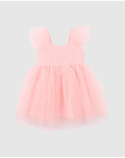 Bebe by Minihaha - Festive Pink Glitter Tulle Dress - Babies