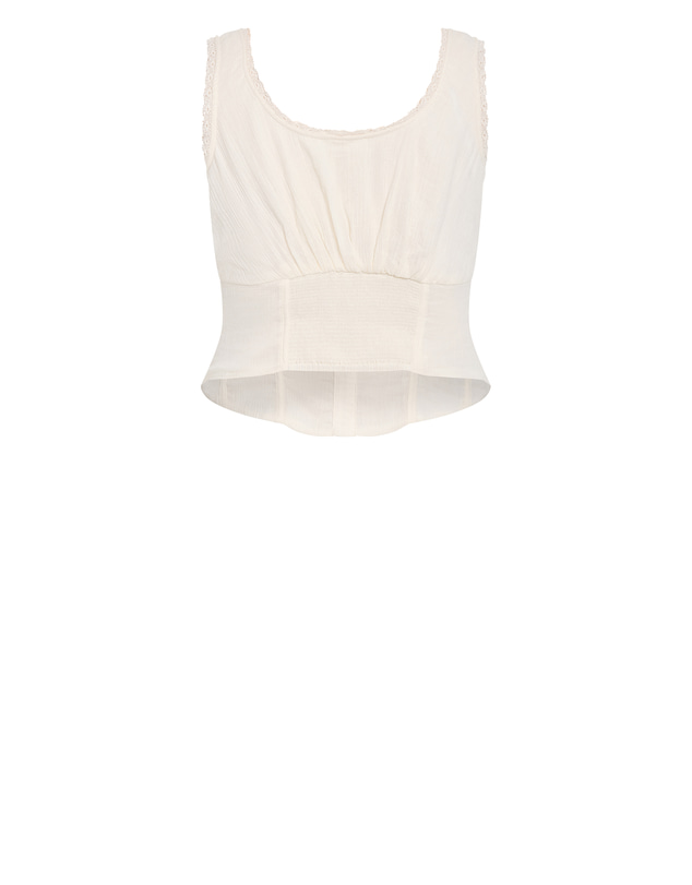 City Chic - Plus size Meghan Cotton Corset Tank - cream