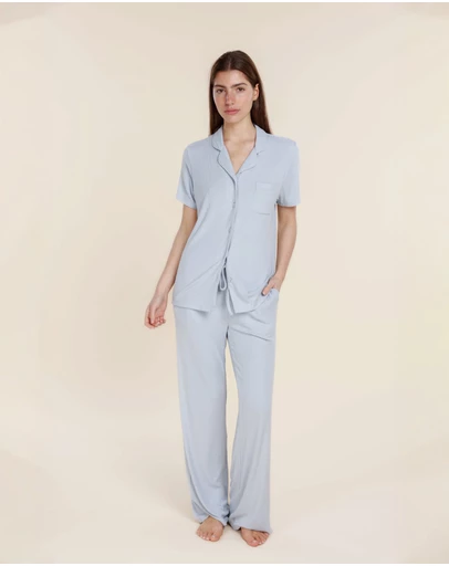 Gingerlilly - Lyon Ribbed Short Sleeve Button Up Top