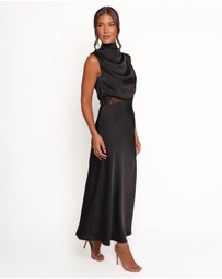 Petal & Pup - Anabelle Halter Neck Lace Maxi Dress - Black