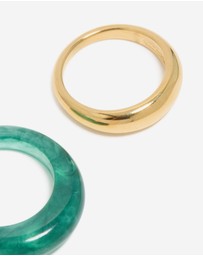 Lovisa - Waterproof Gold Plated Stainless Steel Modern Thin Stack Ring Set Of 2