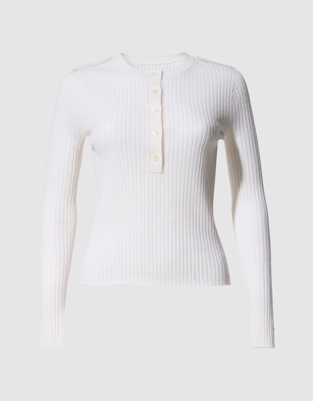 Perfect Moment - Ribbed Henley Knit Top