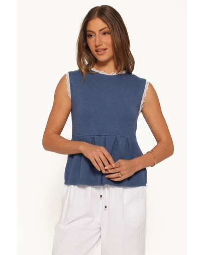 Petal & Pup - Zivia Knit Peplum Top - Blue