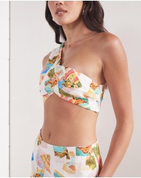 Dazie - Amalfi Amore Linen Blend Crop Top