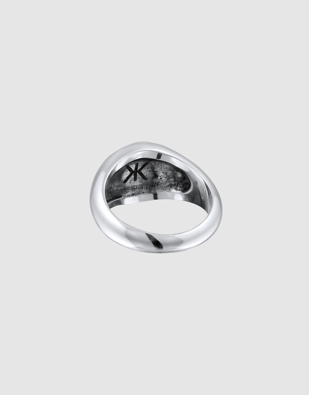 Kuzzoi - ICONIC EXCLUSIVE - Signet Ring with Evil Eye Emblem in Oxidised 925 Sterling Silver