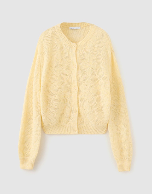 M.N.G - Openwork Diamond-Pattern Knit Cardigan