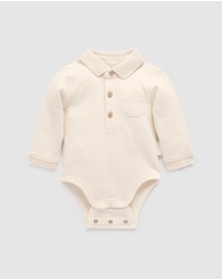 Purebaby - Thick Polo Shirt Bodysuit -Kids-Babies