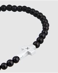 Kuzzoi - ICONIC EXCLUSIVE - Bracelet Men Cross Pendant Beads with Onyx in 925 sterling silver