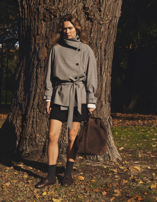 Country Road - Wool Blend Funnel Check Jacket
