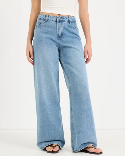 Calli - Gaia Mid Rise Wide Leg Jeans
