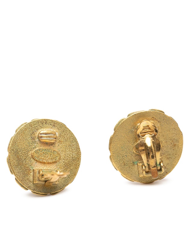 Pre-Loved by Azura Reborn - Pre-Loved CC Gold Plated Enamel Round Clip On Earrings