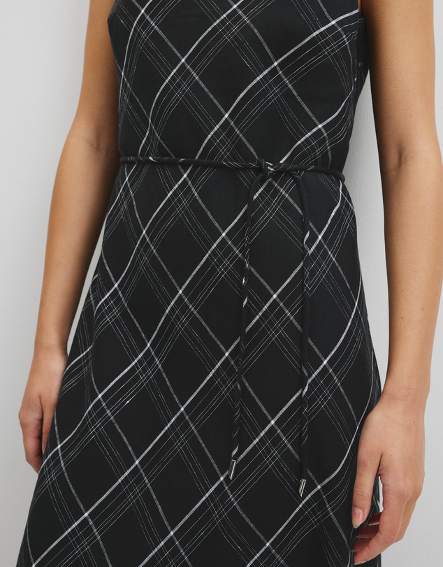 Country Road - Organically Grown Linen Check Maxi Dress