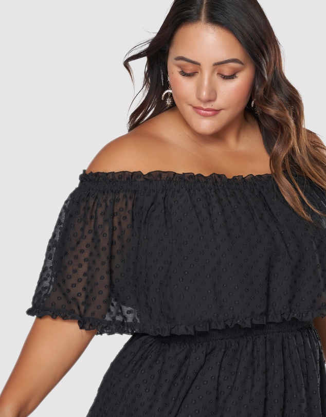 Pink Dusk by Curve Project - Sensual Off Shoulder Midi Dress