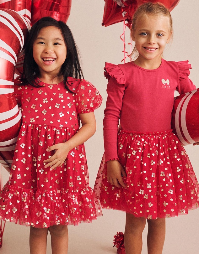 Huxbaby - Golden Cherries Puff Sleeve Tulle Dress - Babies