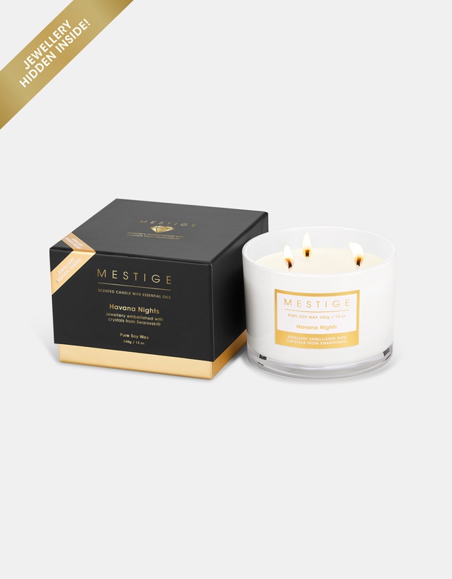 Mestige - Havana Nights Scented Soy Candle 340g - Hidden Jewellery Embellished with crystals from Swarovski®