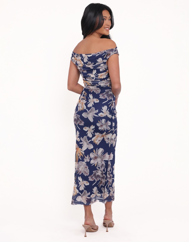Petal & Pup - Maisy Off Shoulder Maxi Dress - Blue Floral