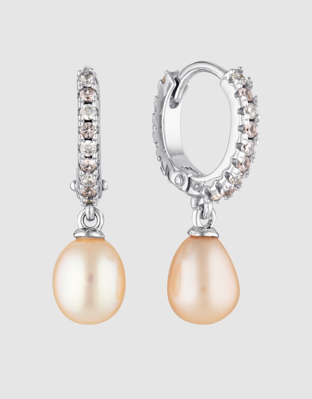Georgini - Bondi Pink Freshwater Pearl And Morganite Cubic Zirconia Earrings Silver