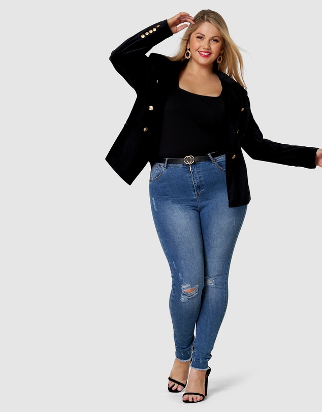 Pink Dusk by Curve Project - Take  A Vow Velvet Blazer