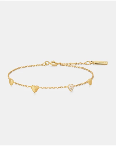 Ania Haie - Ania Haie Gold Pave Puffed Heart Station Bracelet