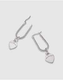Von Treskow - Textured U-shape Earrings with VT Hearts