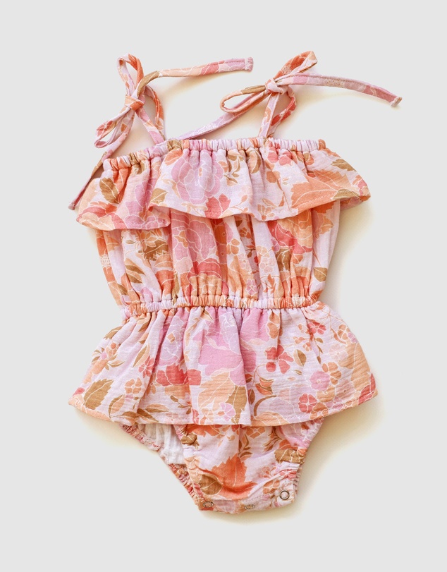 WITH LOVE FOR KIDS - Cotton Muslin Ruffle Playsuit - Babies
