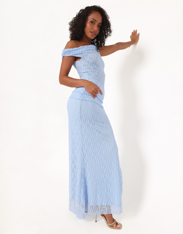 Petal & Pup - Faeriel Lace Knit Maxi Skirt - Blue
