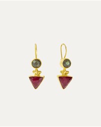 Ottoman Hands - Hydra Labradorite and Ruby Drop Earrings