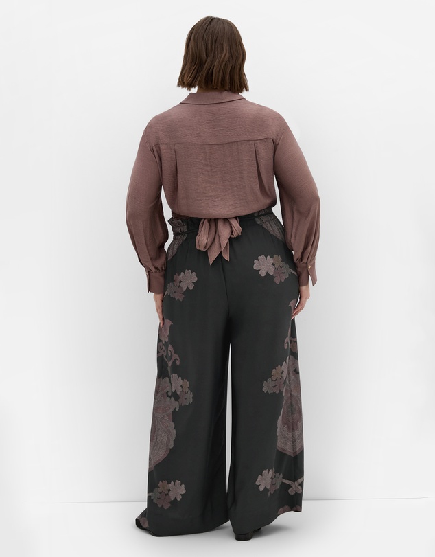 City Chic - Plus size Eternal Side Print Wide Pant - black
